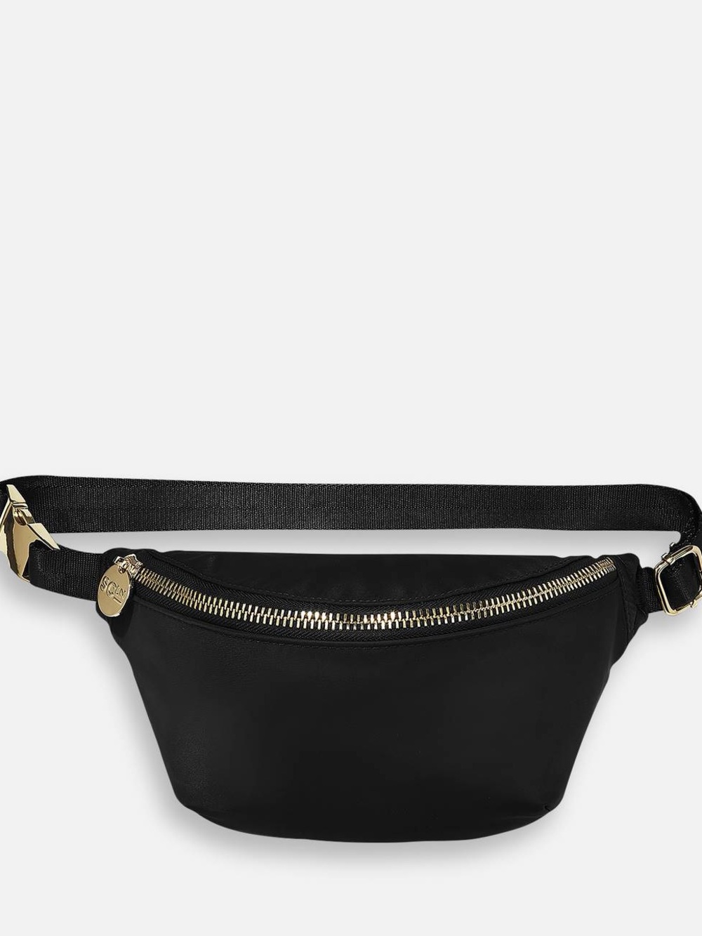 Stoney Clover Lane Noir Nylon Belt Bag Fanny Pack Crossbody Black Gold Zip